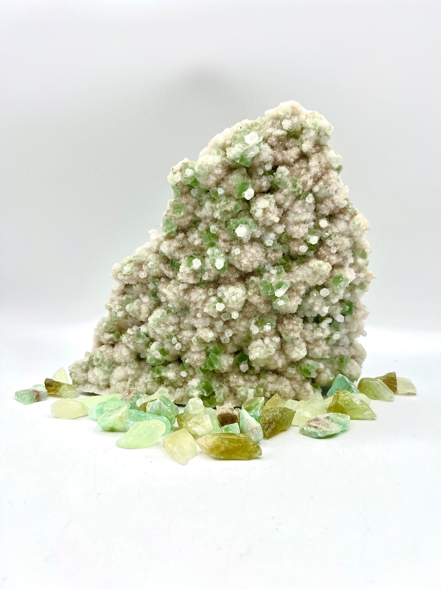 Large Green Apophyllite Cluster Crystal Rock for healing and bringing peace, harmony, and abundance in your life tabletop Gift