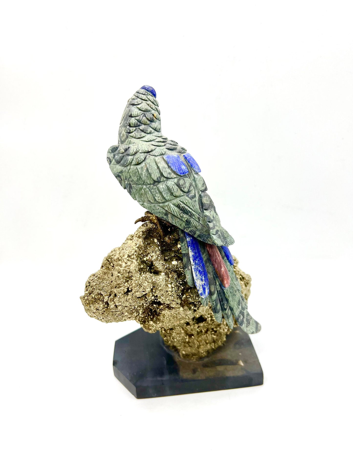 Crystal Gemstone Parrot Bird -lapis lazuli pyrite gemstone -crystals -healing stones -gemstones-House gift for good luck Standing Figurine