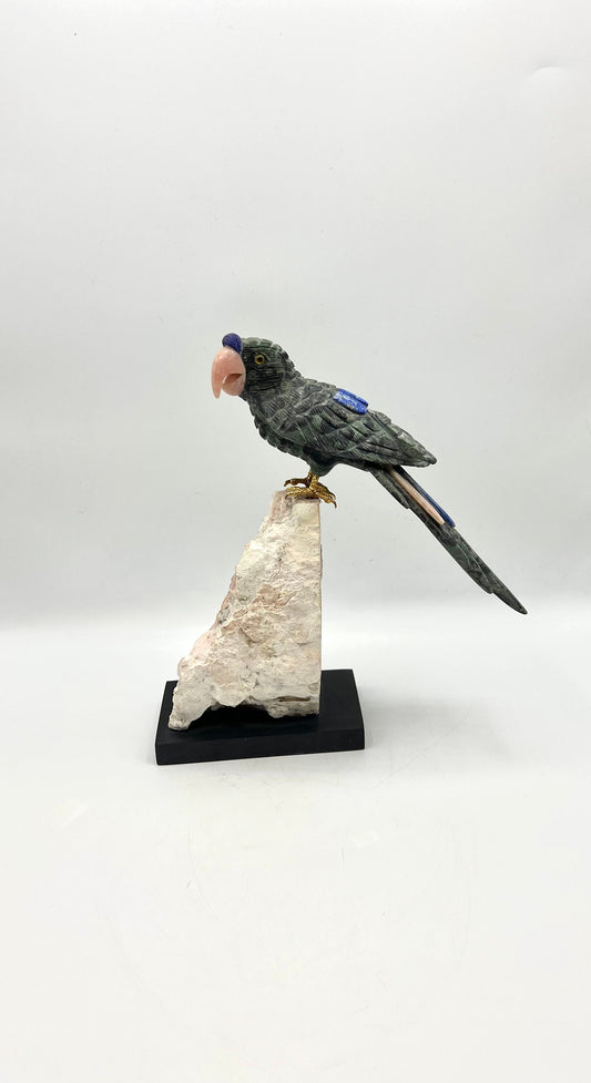 Crystal Gemstone Parrot Bird -lapis lazuli crystals -Sculpture carved healing stones House worming gift for good luck Standing Figurine