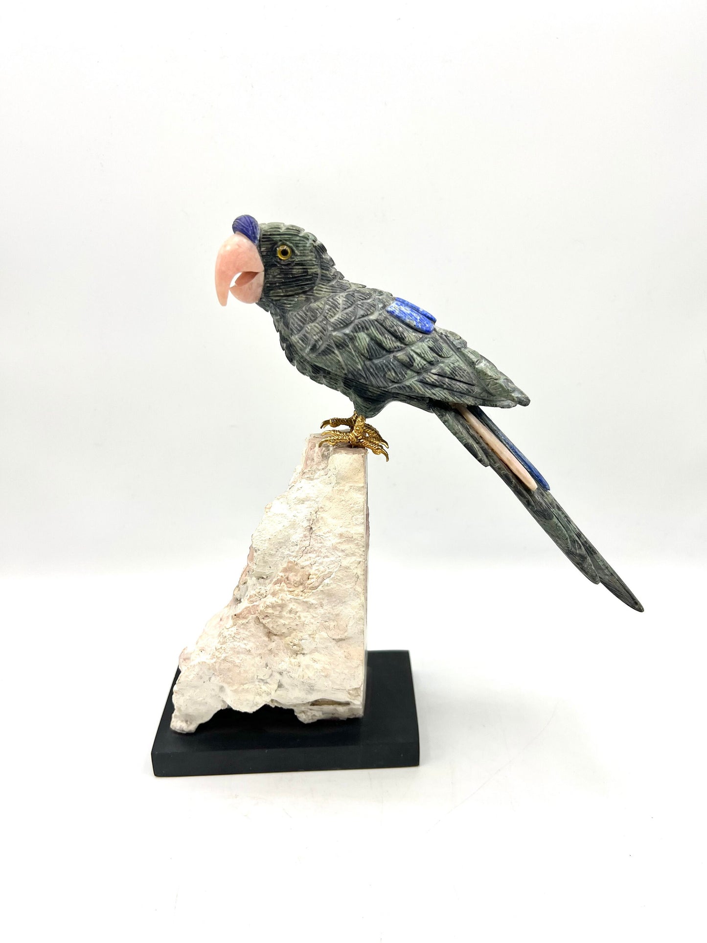 Crystal Gemstone Parrot Bird -lapis lazuli crystals -Sculpture carved healing stones House worming gift for good luck Standing Figurine