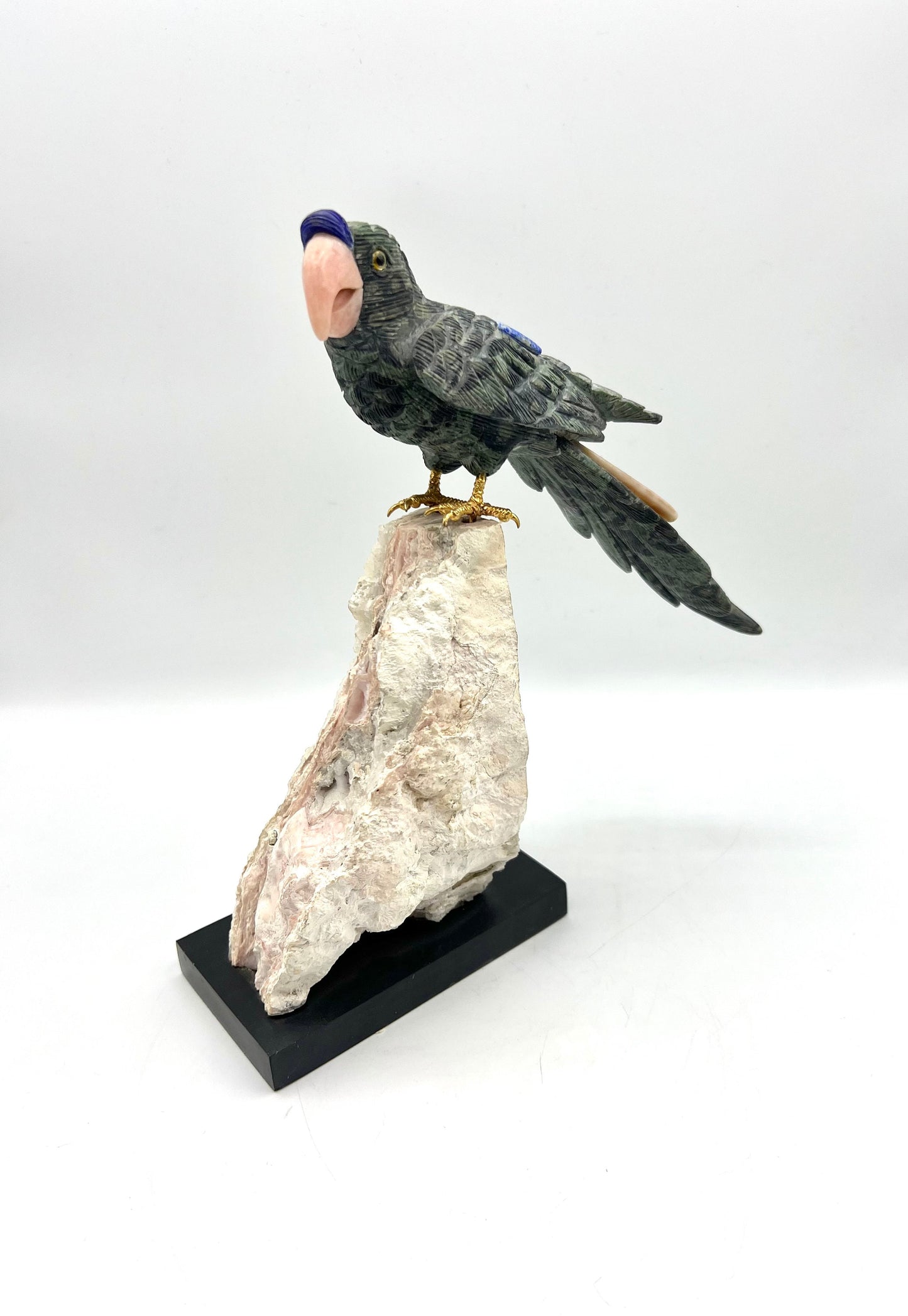 Crystal Gemstone Parrot Bird -lapis lazuli crystals -Sculpture carved healing stones House worming gift for good luck Standing Figurine