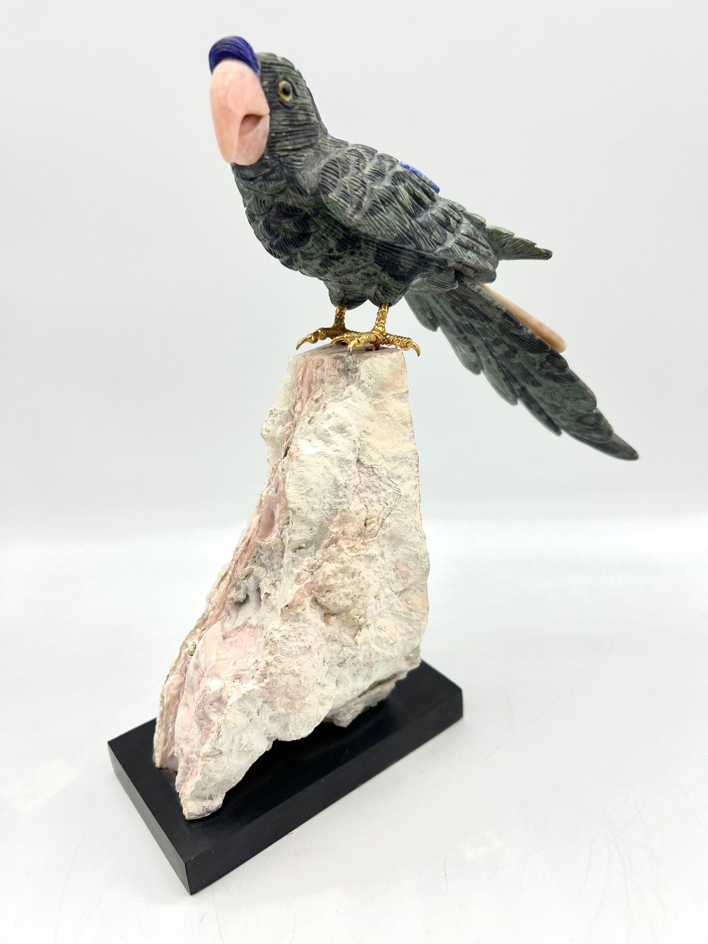 Crystal Gemstone Parrot Bird -lapis lazuli crystals -Sculpture carved healing stones House worming gift for good luck Standing Figurine